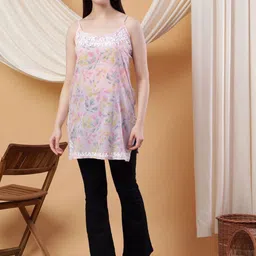 Poshak Chikan Studio Floral Printed Chikankari Chikankari Kurti-image-74