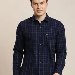 Turtle Relaxed Slim Fit Tartan Checks Printed Khadi Casual Opaque Shirt-image-46