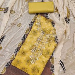 SAINOOR Floral Printed Beads and Stones Unstitched Dress Material-image-23