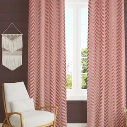 B' Decorlish Pink Set of 2 Geometric Room Darkening Long Door Curtain-image-96