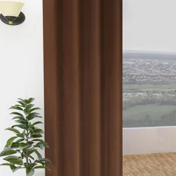 Yellow Weaves Brown Black Out Door Curtain-image-14