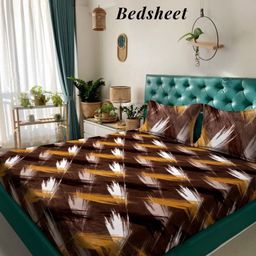 Arrabi Brown & White Abstract Printed 210 TC King Bedsheet Set 2.35 m x 2.15 m-8