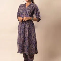 Moda Rapido Women Paisley Printed Regular Pure Cotton Kurta with Trousers-54