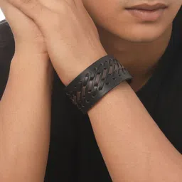 The Roadster Lifestyle Co Men Leather Wraparound Bracelet-50