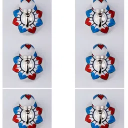 IndianShelf White & Red 6 Pieces Ceramic Lotus Coat Hooks Wall Hanging-16