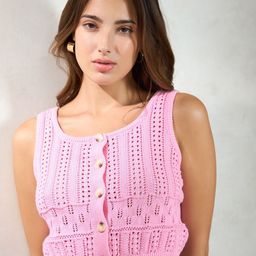 Virgio Women Saskia Pink Crop Cotton Cardigan-image-14
