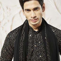VASTRAMAY Men Ombre Embroidered Regular Sequinned Kurta with Patiala & With Dupatta image 2