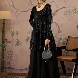Shae by SASSAFRAS Embroidered Sequinned Kurta With Palazzos-picture-15