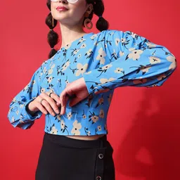 MILOST Women Floral Printed Round Neck Crop Top-picture-0