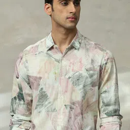 Mufti Men Slim Fit Spread Collar Abstract Printed Cotton Casual Shirt-image-88