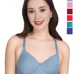 Liigne Women Pack of 6 Solid Full Coverage Lightly Padded Non-Wired Everyday Bra-image-50