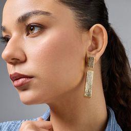 Kushal's Fashion Jewellery Gold-Plated Geometric Drop Earrings-picture-1