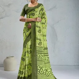 HERE&NOW Green Pure Georgette Printed Sarees-picture-35