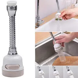 dhvsam Faucet aerator, Kitchen sink faucet aerator accessories, 360° rotary faucet sprayer head replacement for use in the kitchen, splash proof faucet aerator faucet nozzle,3 modes of adjustment White & Grey (Pack of 1) Faucet Nozzle image 2