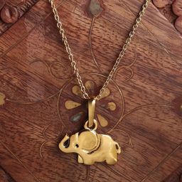AKSHAT SAPPHIRE 92.5 Sterling Silver Gold Plated Elephant Shaped Pendant-39