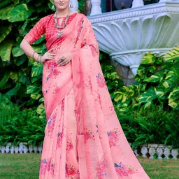 Kalista Floral Printed Pure Cotton Saree-image-61