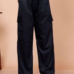 GRX Women Relaxed Straight Leg Easy Wash Cargos Trousers-picture-13