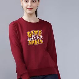 REYA Women Printed Round Neck Pullover Sweatshirt-image-6
