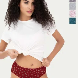 Trylo Pack of 5 Assorted Inner Elastic Cotton High Waist Hipster Briefs-picture-42