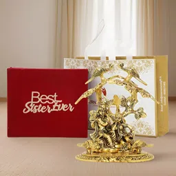 INTERNATIONAL GIFT Gold -Toned Radha Krishna Religious Idol Showpiece-image-75