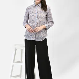 FUTURO Women Floral Printed Shirt Collar Top-image-18