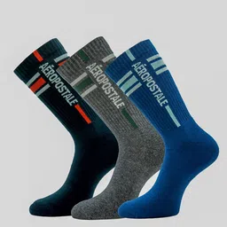 Aeropostale Men Pack Of 3 Striped Calf-Length Socks-57