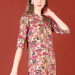 V-Mart Floral Printed Mandarin Collar Straight Kurta-image-87