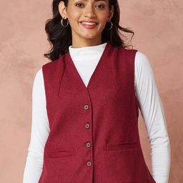 Fabindia V-Neck Sleeveless Waistcoat-image-34