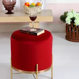 Shadowkart Red And Gold Toned Cylindrical Pouffes Ottomans-image-42
