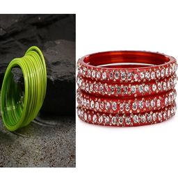 SOMIL Set of 16 Green Alloy Artificial Stones & Beads Bangles-image-67