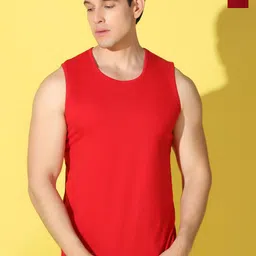 WOOSTRO Pack Of 2 Printed Combed Cotton Gym Vests VWS26(PLAIN RED)(ALONE MAROON)-23