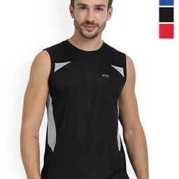 FTX Pack Of 4 Colourblocked Round Neck Sleeveless Dry-Fit Sports Vests-picture-23