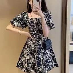 StyleCast Floral Printed Puff Sleeves A-Line Mini Dress-picture-17
