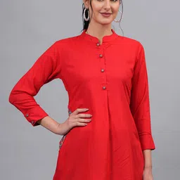 HIGHLIGHT FASHION EXPORT Floral Embroidered Thread Work Mandarin Collar Straight Kurta-image-72