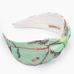 DEEBACO Women Sea Green & Red Embellished Hairband-image-7