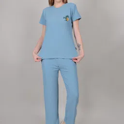 YOUTH ROBE Printed Round Neck Pure Cotton T-Shirt With Trousers-image-25