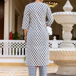 SANISA Women Ethnic Motifs Printed Regular Thread Work Kurta with Trousers & With Dupatta image 5