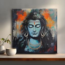 OLIVE TREE Blue & Orange Canvas Religious Wall Painting-picture-15