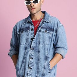 Bene Kleed Spread Collar Cotton Detachable Back Panel Denim Jacket-picture-33