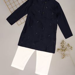 indus route by Pantaloons Boys Embroidered Regular Mirror Work Kurta with Pyjamas-17