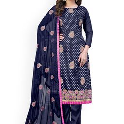 HERE&NOW Paisley Embroidered Stones Work Unstitched Dress Material-picture-10