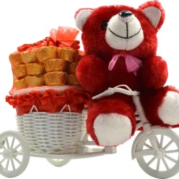 Special Gifts Packs, Surprise Cycle Teddy with Chocolate for Wife, Girlfriend, fiancé On Valentine's Day, Birthday, Anniversary, Karwa Chauth and any special Occasion IZ19CyChocoRTR-002 Silk, Plastic Gift Box-image-24