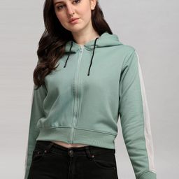 Moda Rapido Women Front-Open Hooded Crop Sweatshirt-image-21