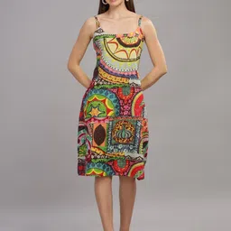 THE VASILIKI Ethnic Motifs Print Fit & Flare Dress-image-7