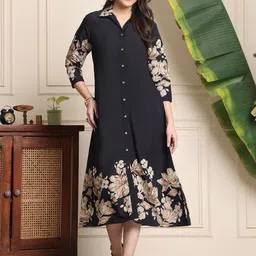 Claura Women Floral Printed A-Line Midi Dress-image-84