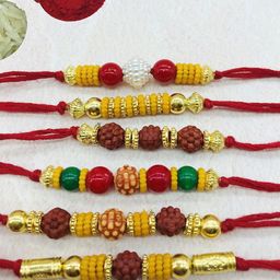 GADINFASHION Set Of 6 Artificial Beaded Thread Rakhis-picture-36