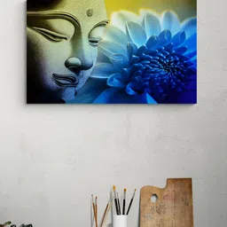 Tushaco Handicrafts Blue & Yellow 1 Piece Canvas Religious Wall Paintings-image-37