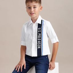 U.S. Polo Assn. Kids Boys Brand Logo Printed Pure Cotton Casual Shirt-picture-31