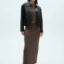 MANGO Slit Knitted Skirt-image-31