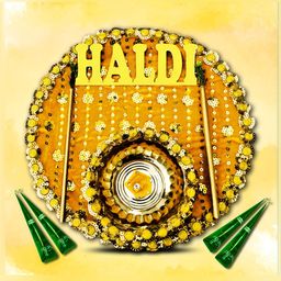ME & YOU Yellow & White Haldi Thali With 4 Pcs Mehendi Cones-25